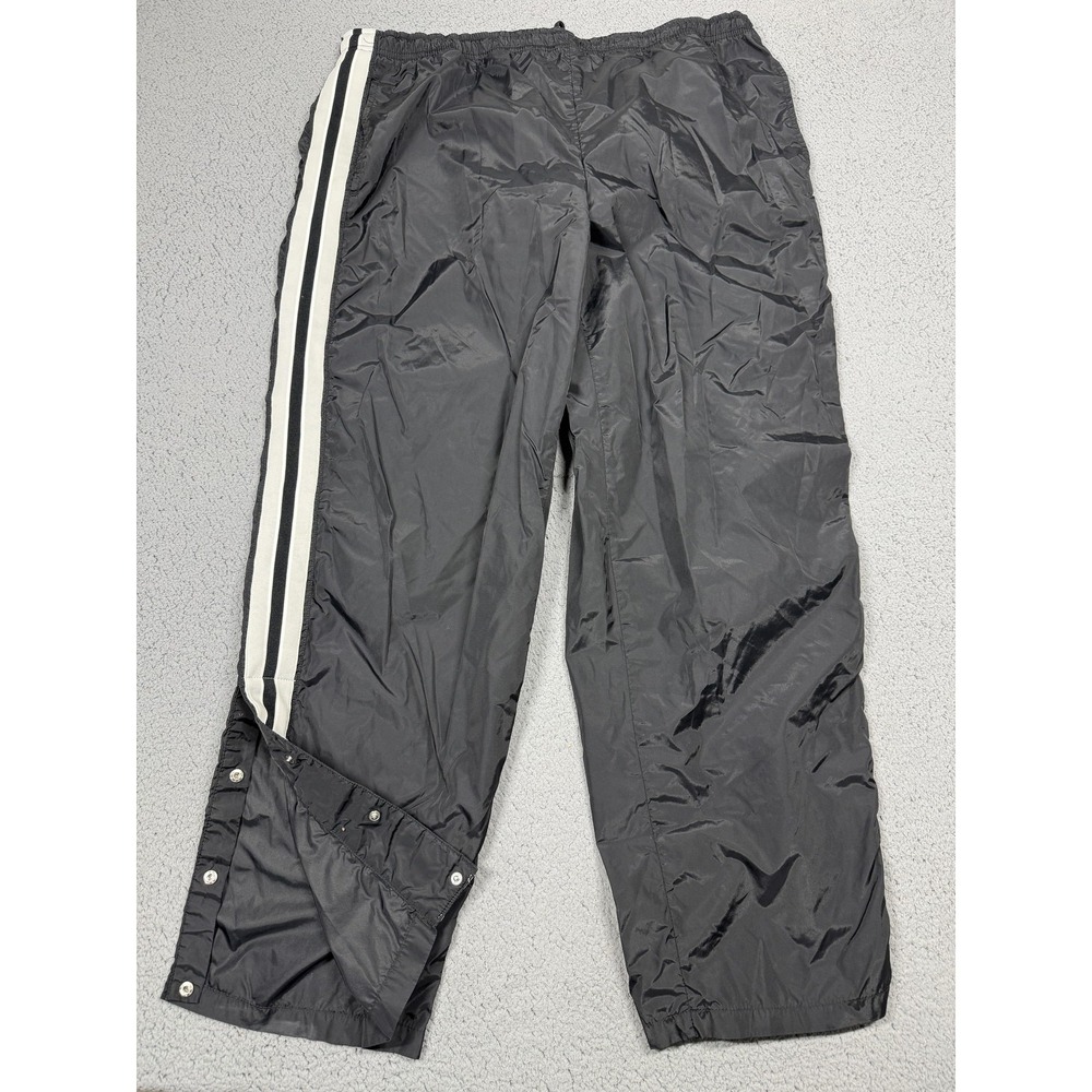 VTG Nike Pants Mens 2XL Black Woven Track Snap Leg Side Stripe Warm Up Athletic